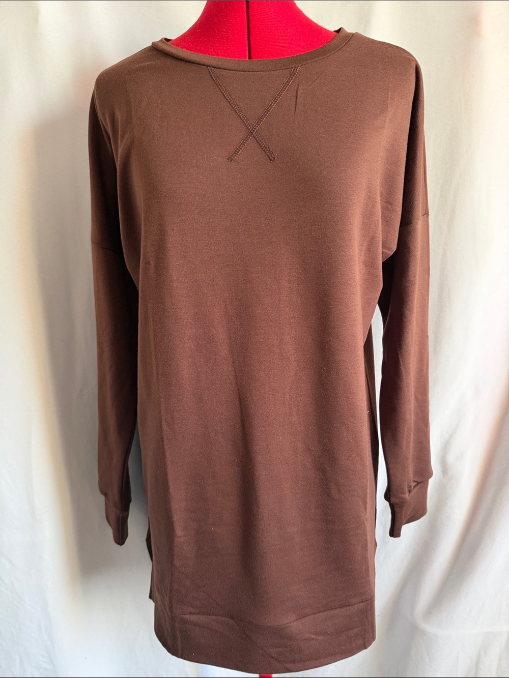 Women's Brown Pullover Sweatshirt - Relaxed Crewneck